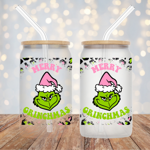 Grinch Christmas Tumbler - Merry Grinchmas Leopard Print