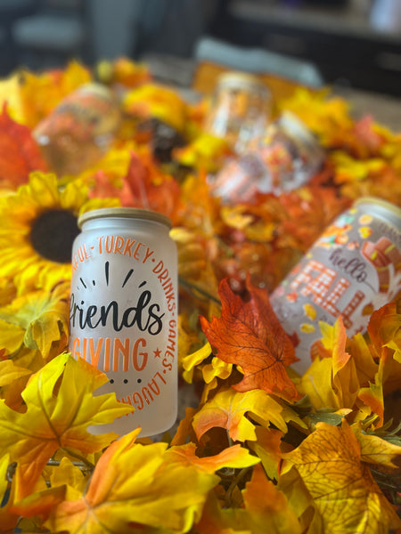 Friendsgiving 16 oz. Glass Tumbler