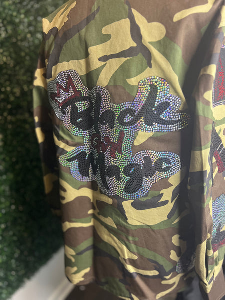 Black Girl Magic Camo Jacket - PREMADE SIZE SMALL