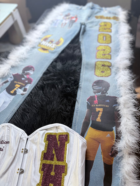 Proud Mom Jeans (Graduation/Football)
