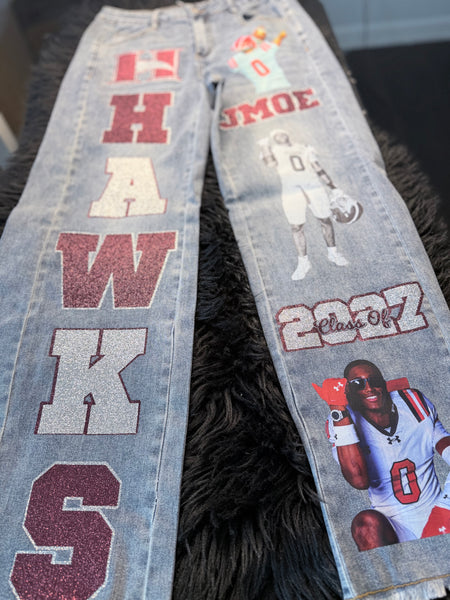 Proud Mom Jeans (Graduation/Football)