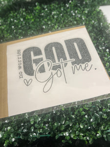 Hotfix Rhinestone Transfer: No Worries, God Got Me