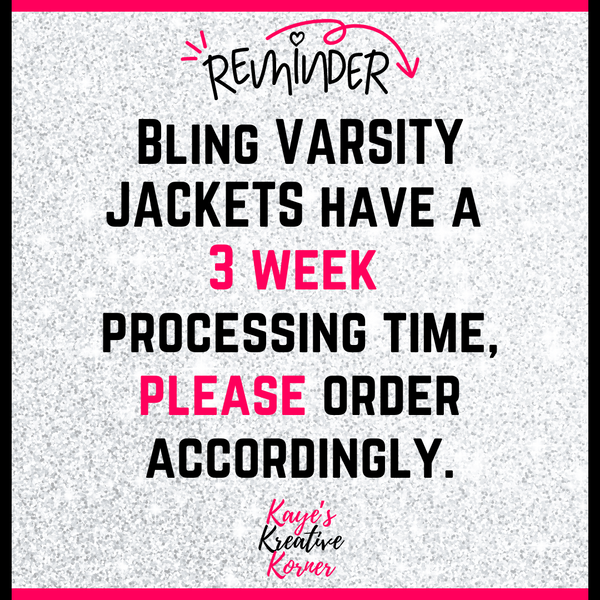 Custom Football Team Varsity Jacket (Bling/Glitter) - Additional Colors