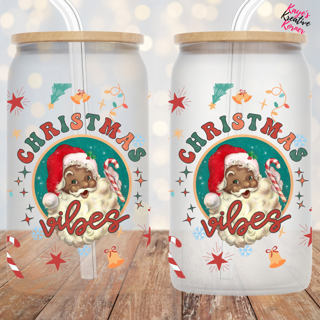 Christmas Vibes Glass Can Tumbler